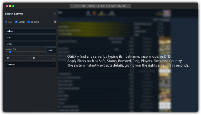 Search system to find CS 1.6 servers, players, and maps